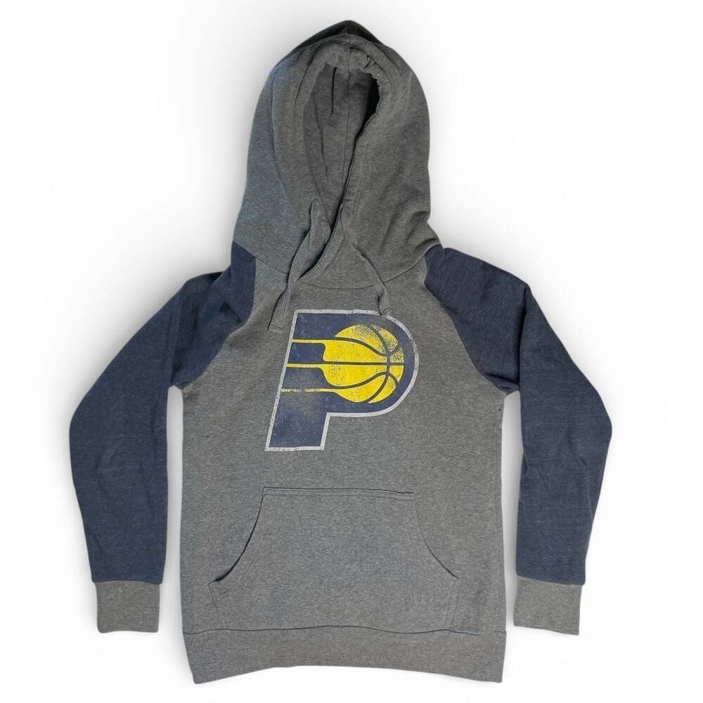 Indiana Pacers Raglan Hoodie, Grey/Navy NBA Pullover, Size M